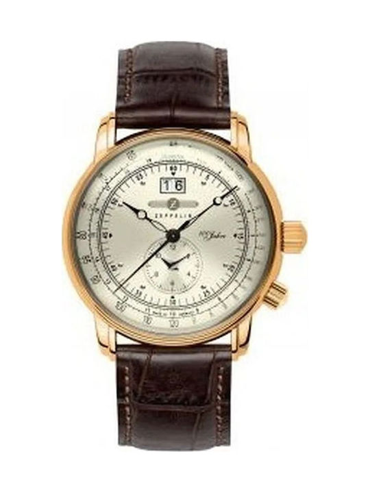 100 Years Men's Watch 42mm Battery Chronograph with Black Leather Strap
