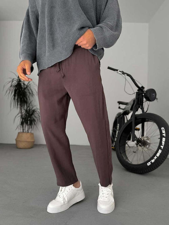 Men's Trousers with a Straight Leg Dark Brown