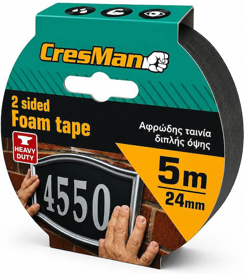 Cresman Doppelseitiges Schaumstoffklebeband 5 m x 24 mm
