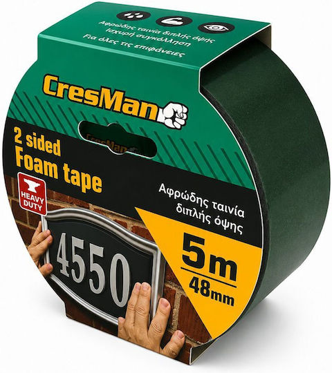 Cresman Αυτοκόλλητη Αφρώδης Ταινία Διπλής Όψης 5mx48mm