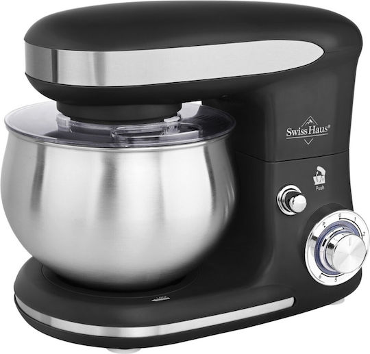 Küchenmaschine 1300 W mit Rostfreier 5-l-Edelstahlschüssel Schwarz