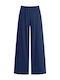 Women's Pantaloons Solid Loose Fit Dark Blue