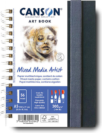 Σημειωμειωματαριο Art Book Mixed Media Spiral White 300gr A5 56σελ