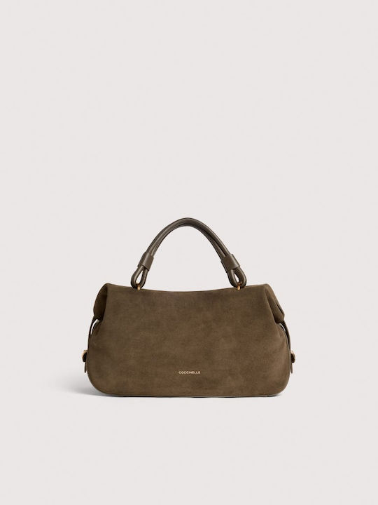 Lizzie Δερμάτινη Γυναικεία Τσάντα Χειρός Suede Καφέ