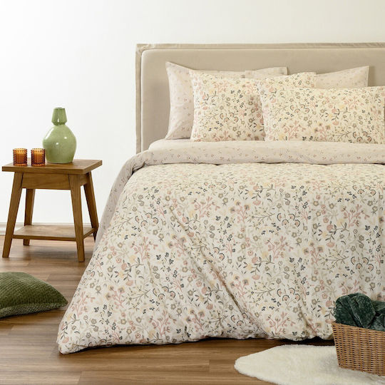 Melinen Double Bed Sheet Set 205x270cm Ecru/Beige (4 pcs)