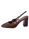Celestino Кафяви Обувки На Ток Slingback С Каишка