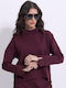 Women's Burgundy Turtleneck Blouse