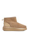 Beige Damen-Lederstiefeletten mit Pelz