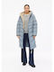 Women's Light Blue Winter Puffer Jacket