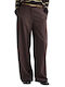 Women's Brown Fabric Trousers