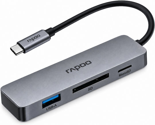 Rapoo Hub 3 Θυρών USB 3.2 με σύνδεση USB-C Γκρι