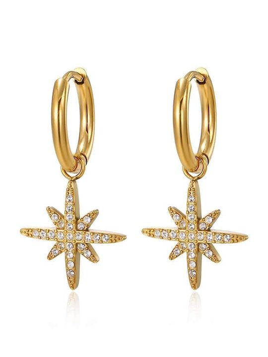Lysea Women's Stellar Sparkle Earrings Steel Gold Zirconia