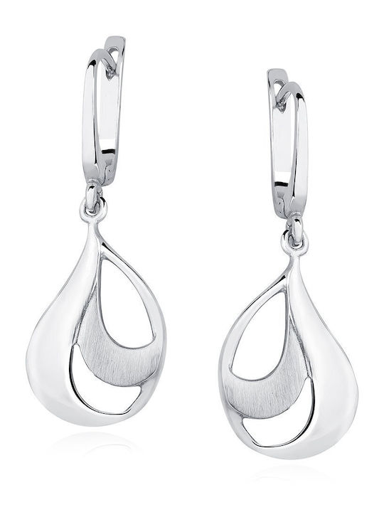 Lysea Dangle Drop Earrings 925 Rhodium-Plated Silver Satin Shiny