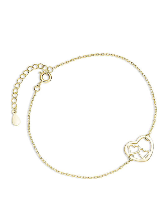 Lysea Women's Silver Gold-Plated Chain Bracelet with Heart Design