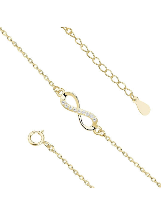 Lysea Women's Chain Bracelet with Infinity Design in Leather with Zircon