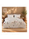 First Choice Bloomy Комплект Плик за Завивка от Памучен Сатен 200x220cm Двоен с 4 Калъфки за Възглавници & 1 Чаршаф Оранжев