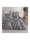 First Choice Radolf Памучен Комплект Плик за Завивка 200x220 cm Двоен с 4 Калъфки за Възглавници и 1 Чаршаф Сив