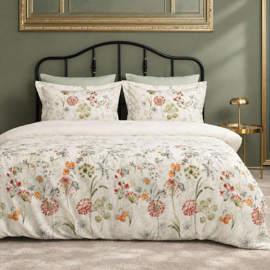 First Choice Katy Комплект Плик За Завивка От Памучен Сатен 200x220cm Двоен С 4 Калъфки За Възглавници & 1 Чаршаф Розов