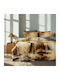 First Choice Angora Комплект Памучна Плик за Завивка 200x220 cm Двоен с 4 Калъфки за Възглавници и 1 Чаршаф Бежов