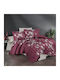 First Choice Arya Комплект Плик За Завивка От Памучен Сатен 200x220cm Двоен С 4 Калъфки За Възглавници & 1 Чаршаф Розов