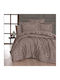 First Choice Advina Комплект Плик За Завивка Памучен Сатен 200x220 см Двоен с 4 Калъфки за Възглавници & 1 Чаршаф Кафяв