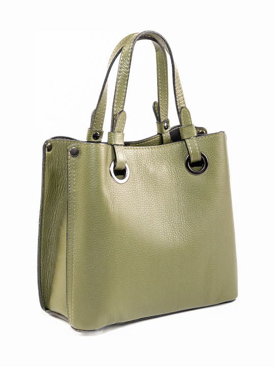 Damen Tote Bag aus Leder in Olivgrün