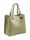 Damen Tote Bag aus Leder in Olivgrün
