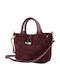 Burgunderrote Damen-Schultertasche aus Leder