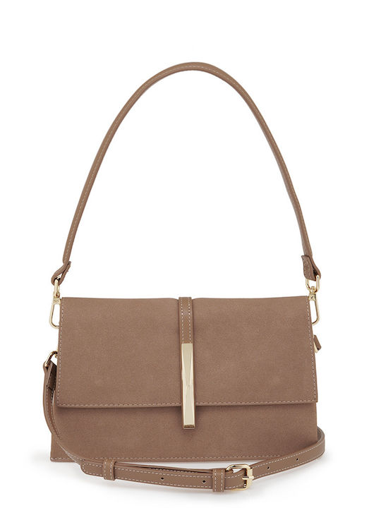 Damen-Schultertasche aus beigem Wildleder
