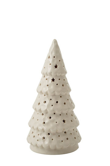 Illuminated Christmas Decorative Ceramic Tree 17.7 cm White