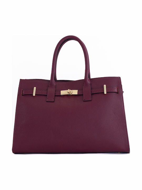 Burgunderfarbene Damen-Schultertasche aus Leder