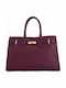 Burgunderfarbene Damen-Schultertasche aus Leder