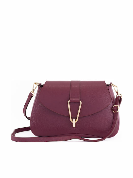 Burgunderrote Damen-Schultertasche aus Leder