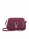 Burgunderrote Damen-Schultertasche aus Leder