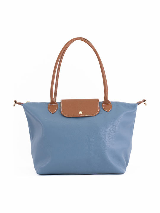 Light Blue Leather Women's Shoulder Bag