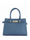 Light Blue Leather Women's Shoulder Bag