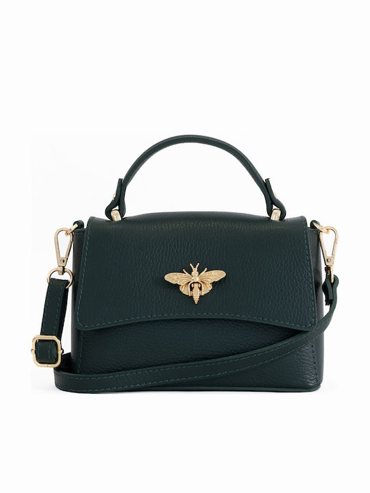Grüne Damen-Ledertasche im Satchel-Stil