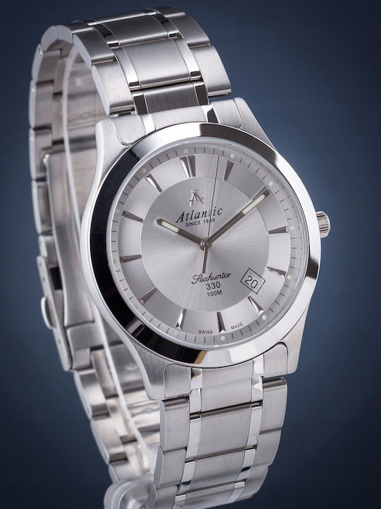 Men's Watch 41mm Battery with Silver Metal Bracelet