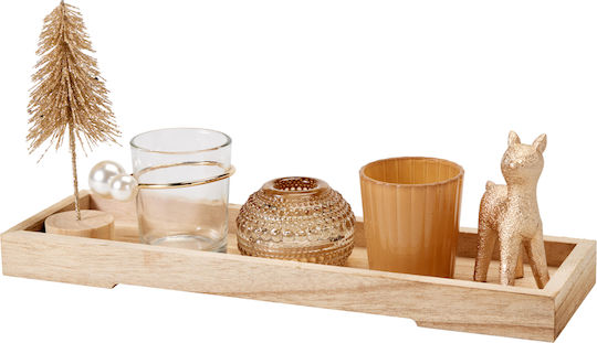 Set de Lumânări Pastilă de Crăciun Bej 5x16cm