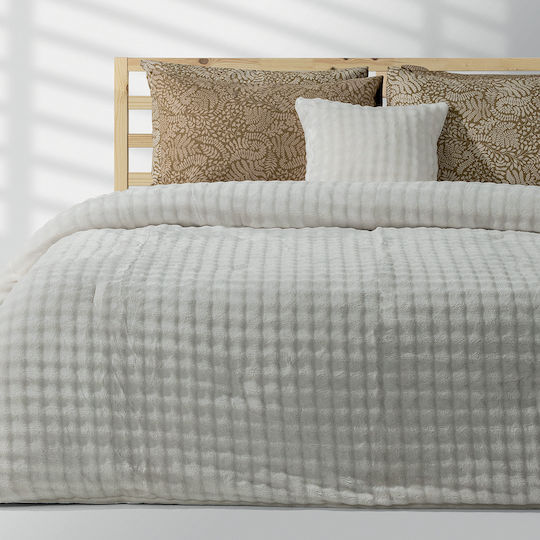 Lino Home Single Sherpa Comforter 160x220cm Kvall Ecru 320 GSM