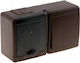 PAWBOL Single Waterproof Power Socket with Lid and Switch Brown