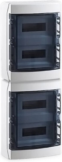 Elettrocanali Wall-Mounted Waterproof Electrical Panel, 4 Rows, 12 Modules
