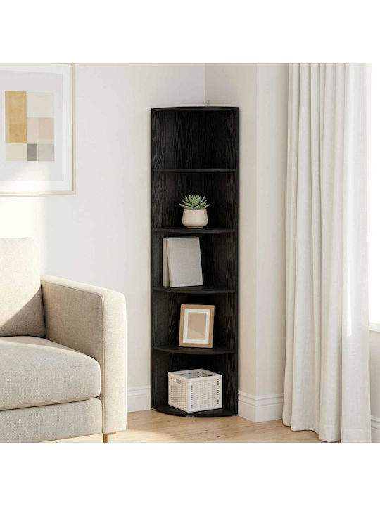 Corner Bookcase Black Oak 41.5x41.5x143 cm