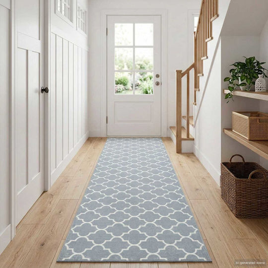 vidaXL Grey and White Runner Rug 50x250cm