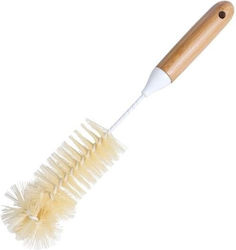 Bamboo Cleaning Brush with Handle for Bottles White