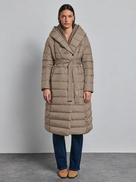 Staff Lange Damenjacke für den Winter Taupe