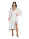 Ahu Lingierie Winter Bridal Women's Robe with Nightgown White
