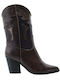 Cow Boy Damen Lederstiefel mit hohem Absatz Braun