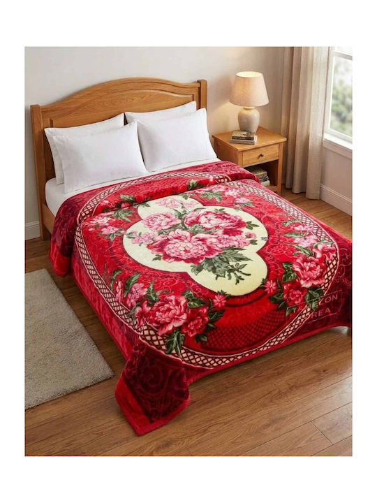 Olia Home Knitted Double Blanket 220x240cm Red