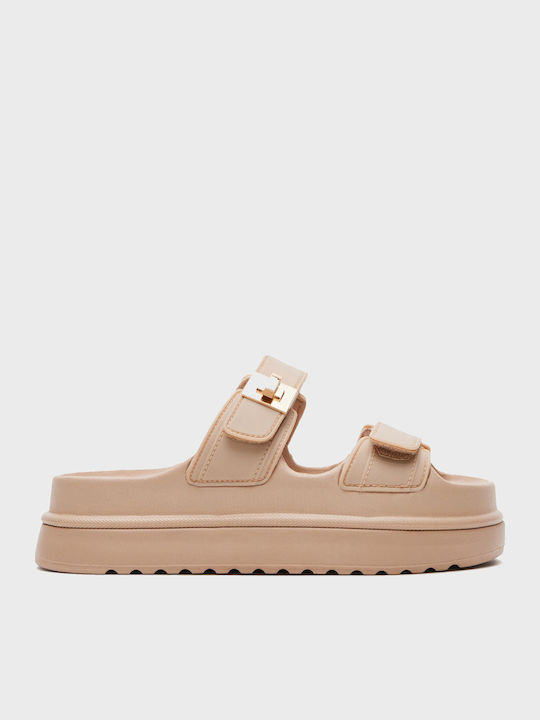 Flache Sandalen für Damen Beige